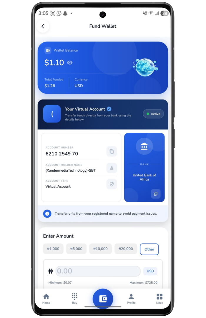 VaraSMS Fund Wallet